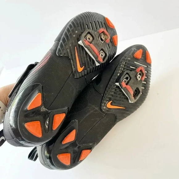 NIKE Superrep Cycling Shoes Womens Size 11.5 With Cleats Black Orange Peleton - Picture 7 of 8